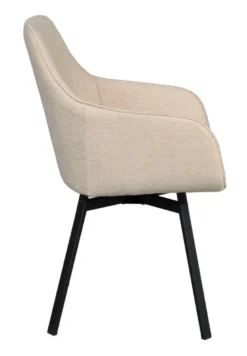 Alison karmstol ljusbeige tyg/svarta metallben snurr