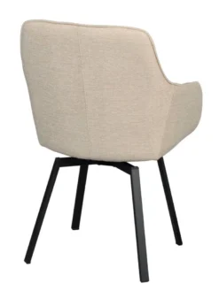 Alison karmstol ljusbeige tyg/svarta metallben snurr