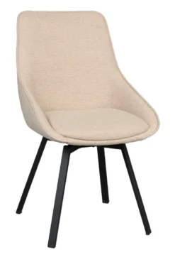 Alison stol ljusbeige tyg/svarta metallben snurr