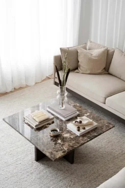 BROOKSVILLE SOFFBORD KVADRATISKT BRUN MARMOR