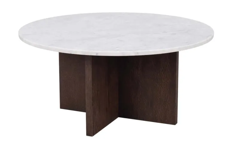 BROOKSVILLE SOFFBORD RUND BRUN/VIT MARMOR 90cm