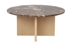 BROOKSVILLE SOFFBORD RUND VITPIGMENTERAD/BRUN MARMOR 90cm