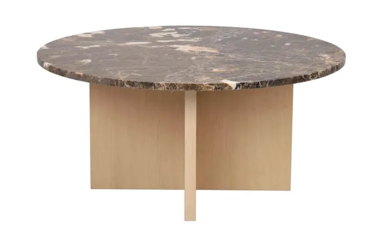 BROOKSVILLE SOFFBORD RUND VITPIGMENTERAD/BRUN MARMOR 90cm