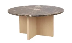 BROOKSVILLE SOFFBORD RUND VITPIGMENTERAD/BRUN MARMOR 90cm