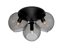 Capella plafond metall svart/rökfärgat glas