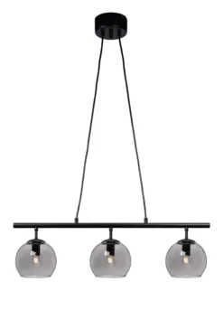 Capella taklampa metall svart/rökfärgat glas