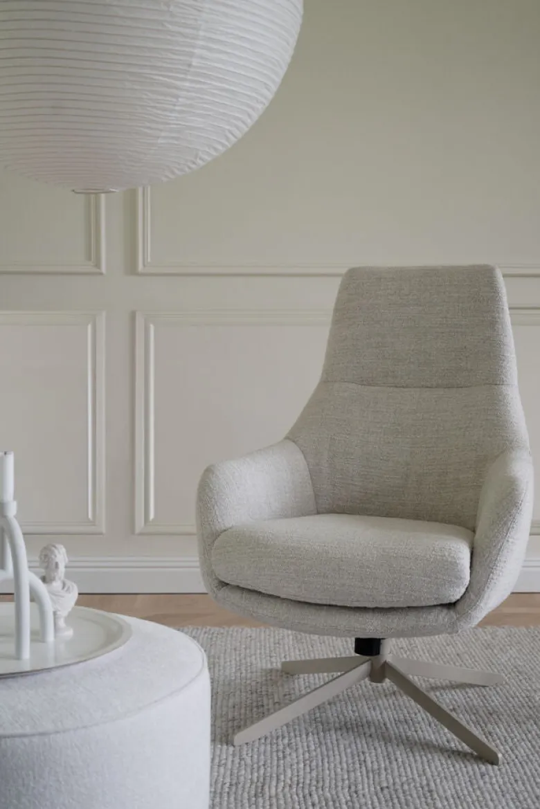 Conroe fåtölj ljusbeige tyg/beige metall snurr