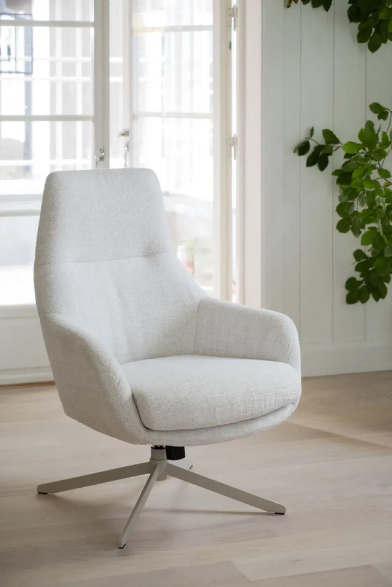 Conroe fåtölj ljusbeige tyg/beige metall snurr
