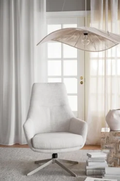 Conroe fåtölj ljusbeige tyg/beige metall snurr