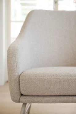Eldwin fåtölj beige tyg/beige metall