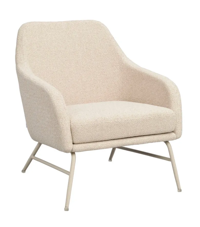 Eldwin fåtölj beige tyg/beige metall