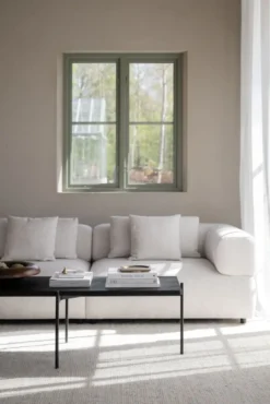 Falkner soffa 3-sits ljusbeige tyg Oscar #1 (k3)