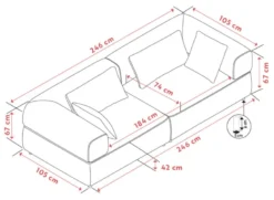 Falkner soffa 3-sits ljusbeige tyg Oscar #1 (k3)