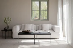 Falkner soffa 3-sits ljusbeige tyg Oscar #1 (k3)