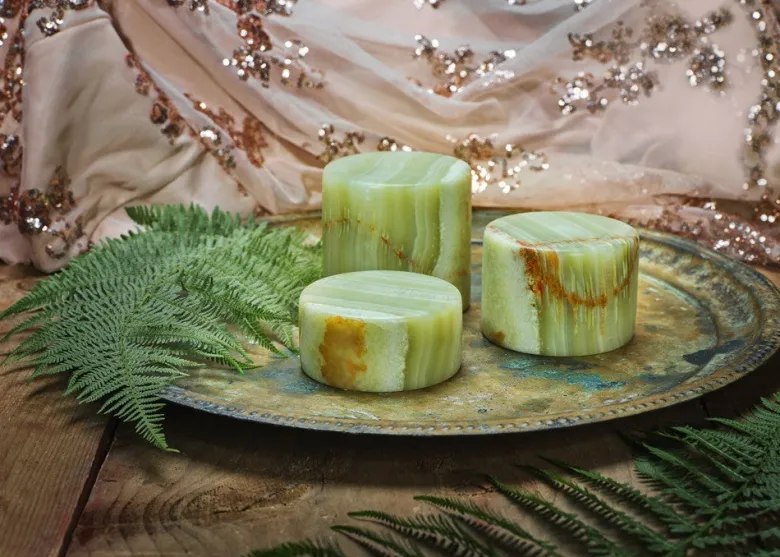 JADE – Grön Silk Matt Bordsljus i äkta marmor