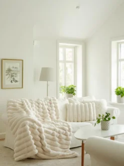 Liny Blanket L - Ivory Pläd
