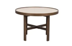 Marsden soffbord runt Ø60 beige keramik/brun ek