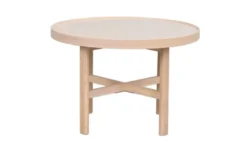Marsden soffbord runt Ø60 beige keramik/vitpigmenterad ek
