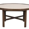 Marsden soffbord runt Ø90 beige keramik/brun ek