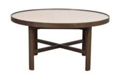 Marsden soffbord runt Ø90 beige keramik/brun ek