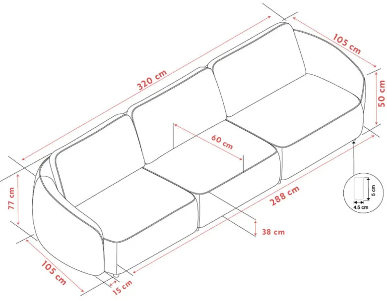Norris 4-sits Soffa tyg K2