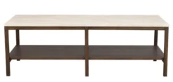Orwel soffbord 140x60 beige travertin/brun ek