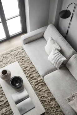Orwel soffbord 140x60 beige travertin/brun ek