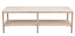 Orwel soffbord 140x60 beige travertin/vitpigmenterad ek