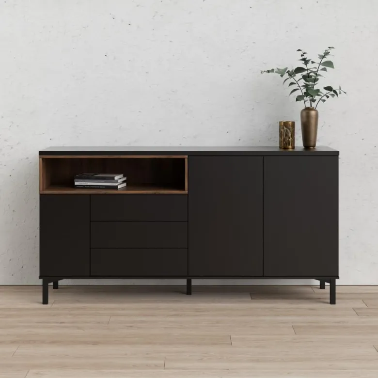 Roomers Sideboard Svart/Valnöt