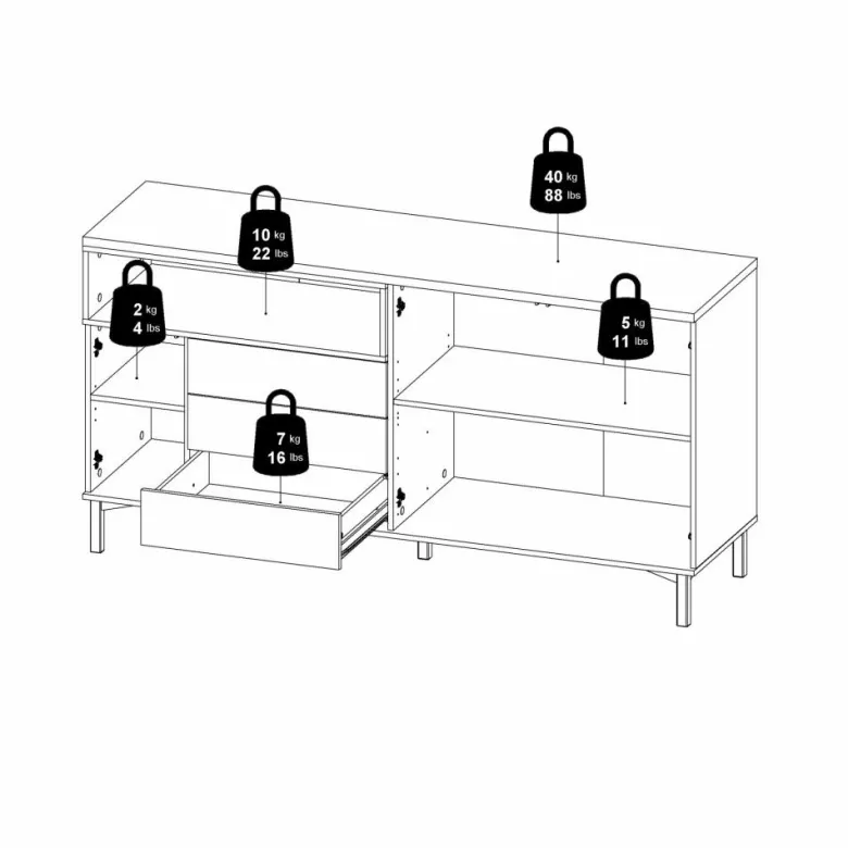 Roomers Sideboard Svart/Valnöt