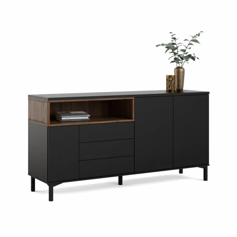 Roomers Sideboard Svart/Valnöt