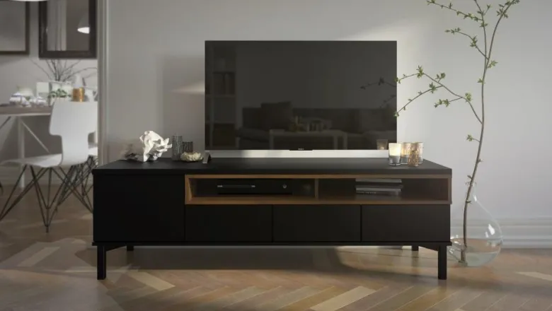 Roomers TV-bänk Svart/Valnöt