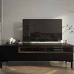 Roomers TV-bänk Svart/Valnöt
