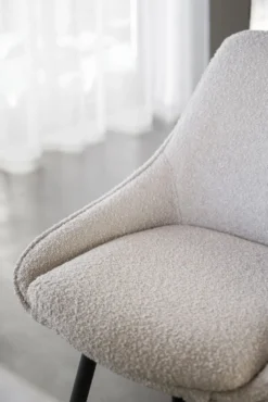 Sierra barstol beige bouclétyg/svarta metallben