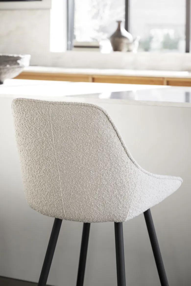Sierra barstol beige bouclétyg/svarta metallben
