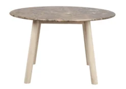 Taransay matbord Ø125 brun marmor/vitpigmenterad ek