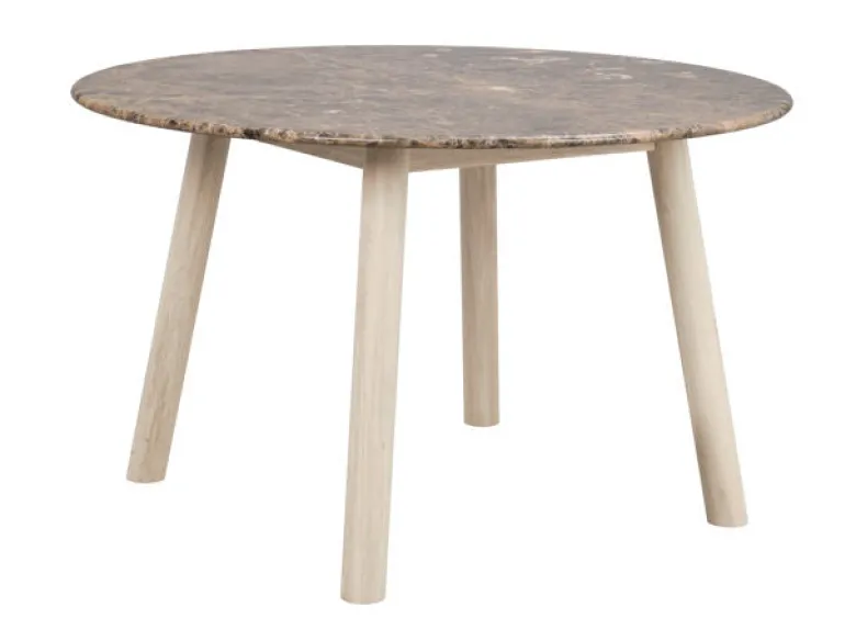 Taransay matbord Ø125 brun marmor/vitpigmenterad ek