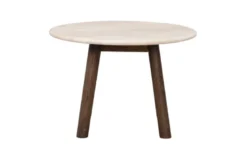 Taransay soffbord Ø60 beige travertin/brun ek