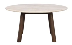 Taransay soffbord Ø90 beige travertin/brun ek