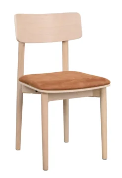Wolcott stol vitpigmenterad ek/brun läder-textil